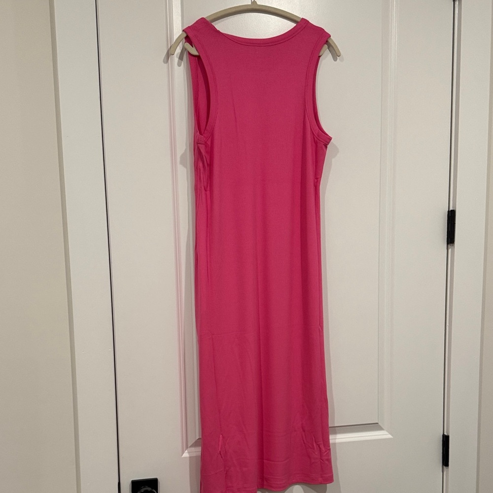 ON 34th Ribbed Sleeveless Maxi Dress Pink Side Slit NWT - Picture 7 of 7